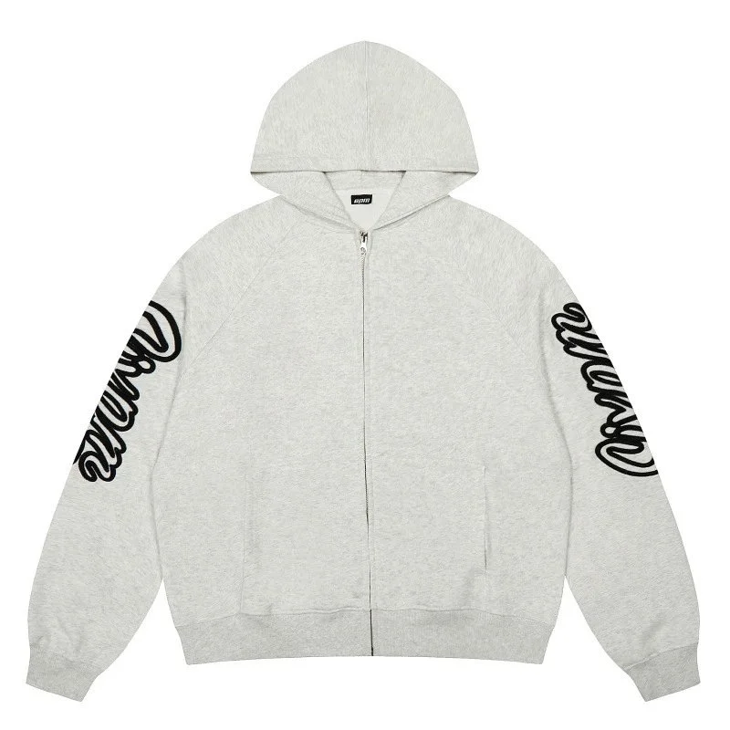 Unisex Grey Zip-Up Hoodie with Script Logo