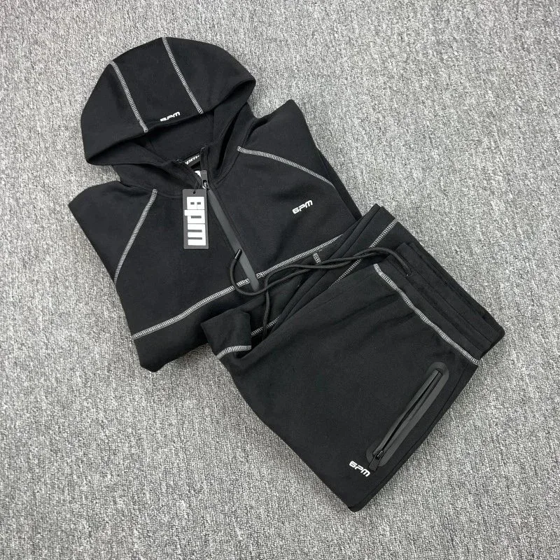 Black Set with Reflective Accents Tracksuit