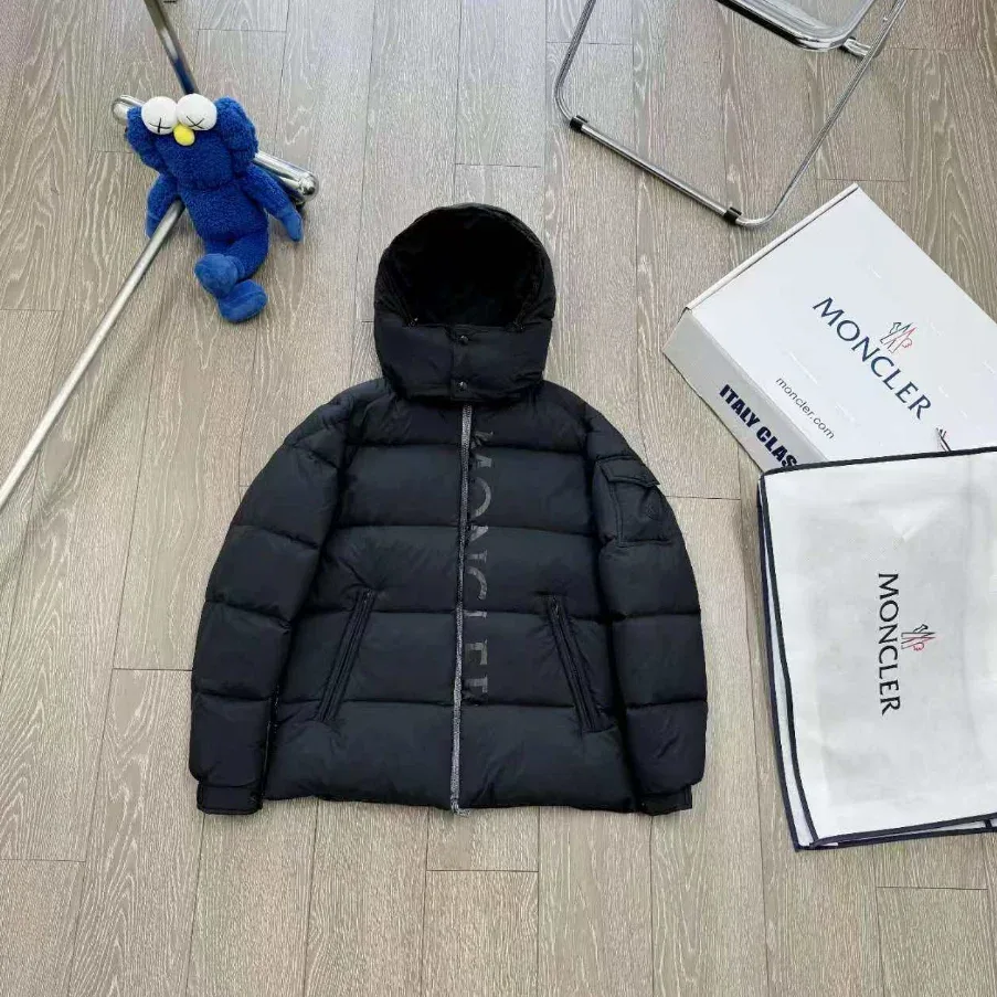 Moncler Black Logo Collarless Puffer Jacket