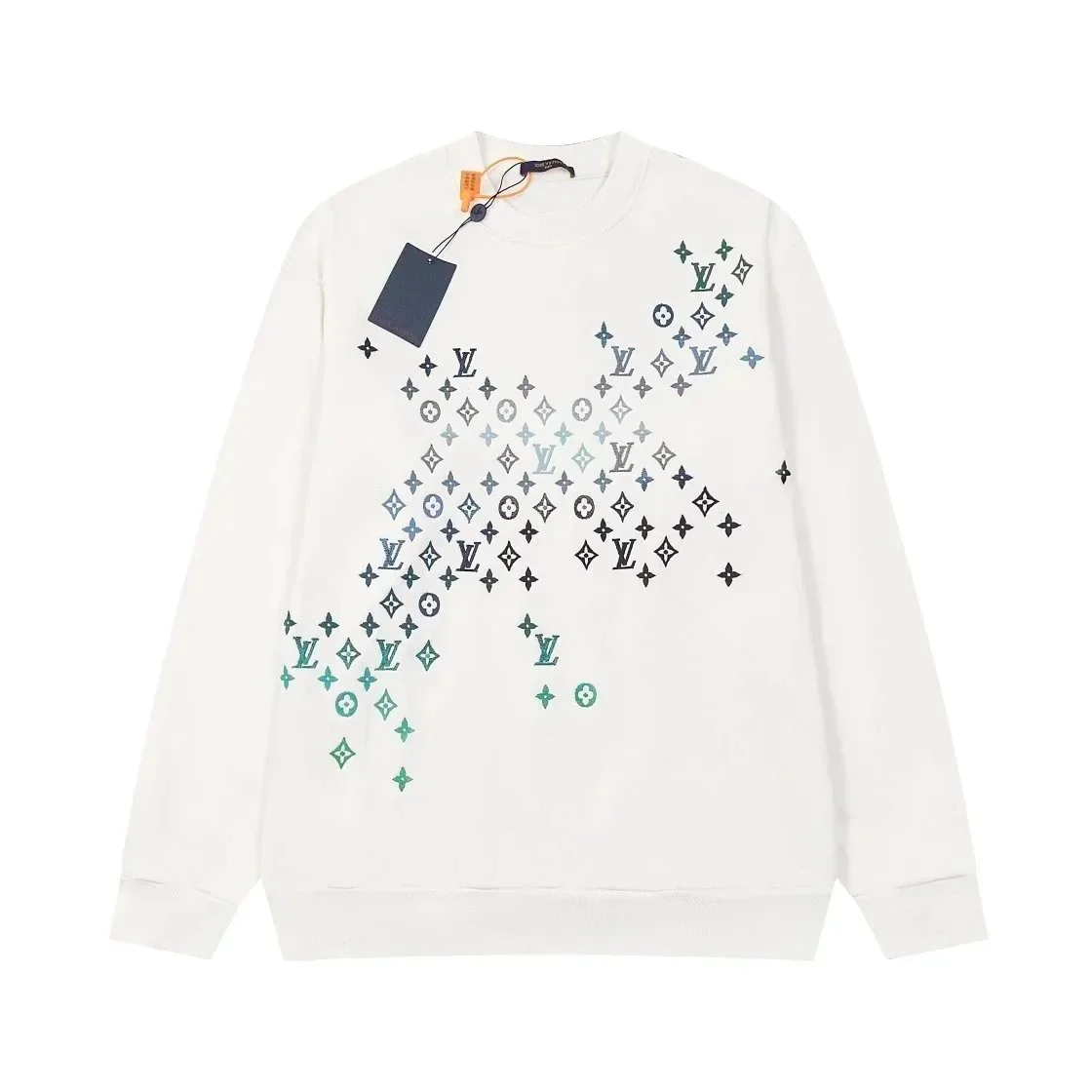 Louis Vuitton Monogram Print Crew Neck Sweatshirt White