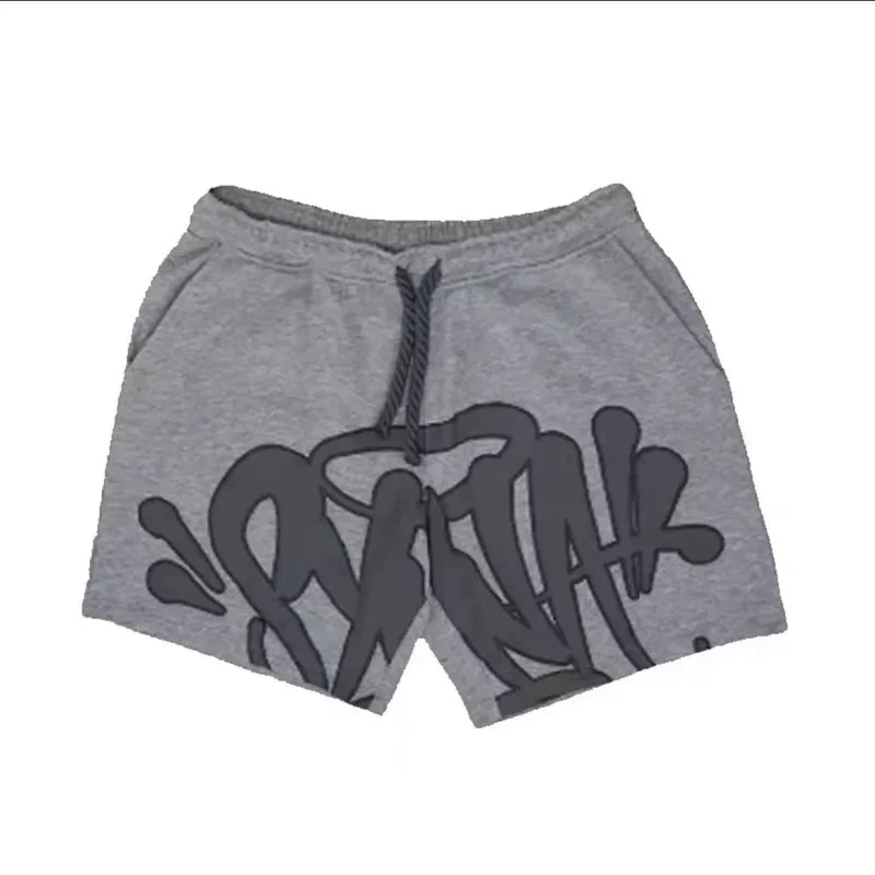 Gray Graffiti Print Sweat Shorts