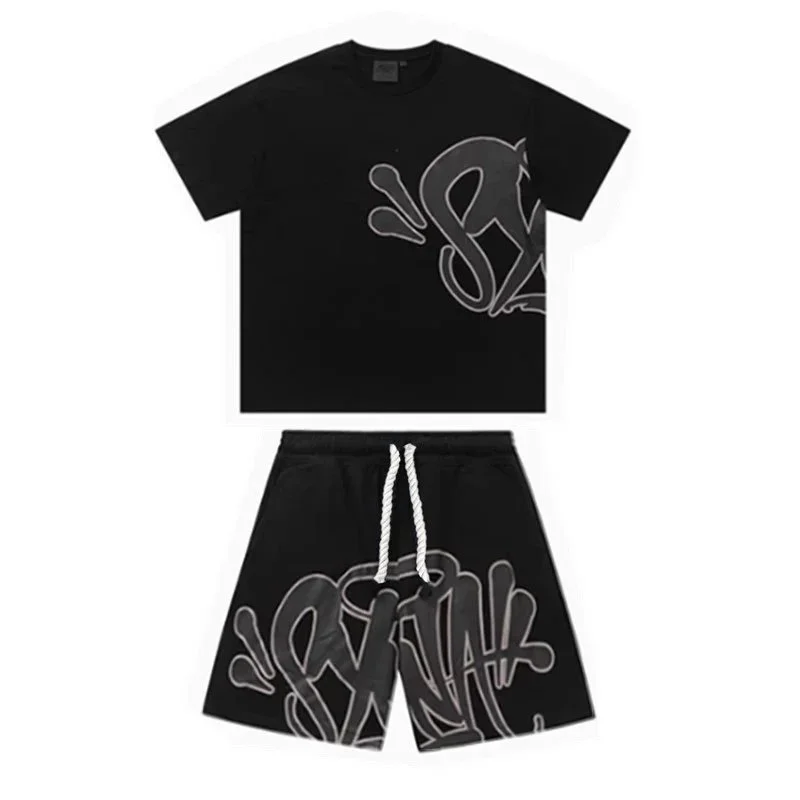 Black Graffiti Print Set - T-Shirt & Shorts