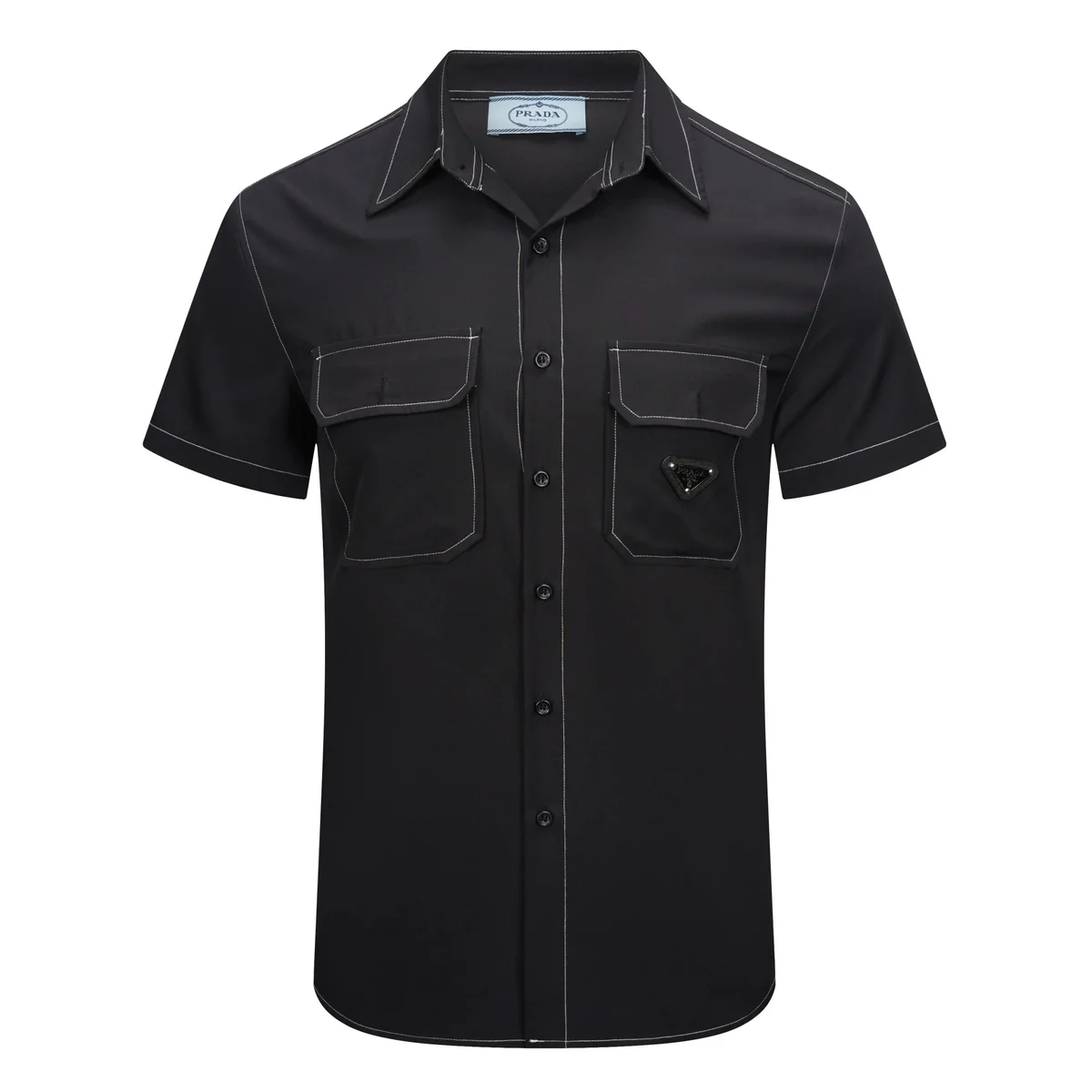 Prada Black Solid Short-Sleeve Shirt
