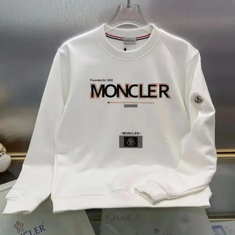 Moncler White Logo Print Crewneck Sweatshirt