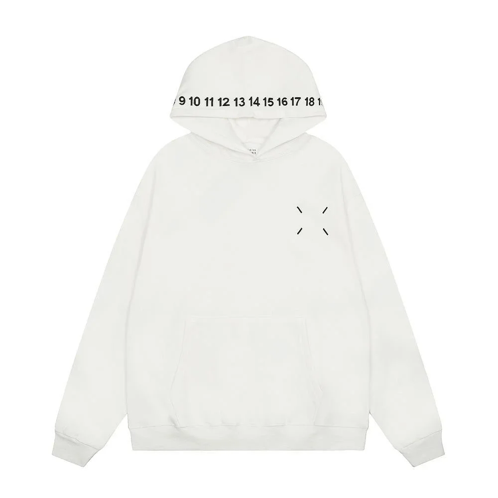 White Oversized Hoodie with Numeric Print and X Logo