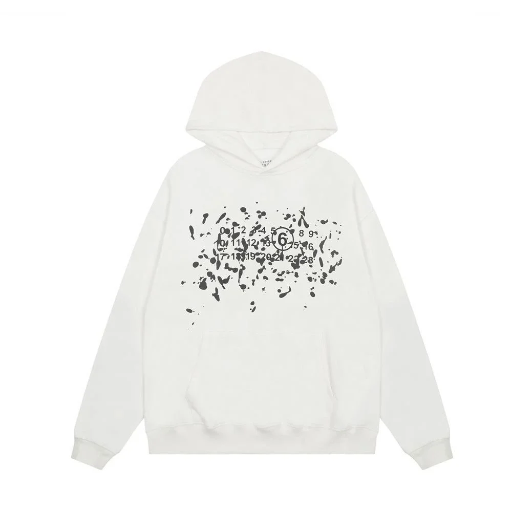 Maison Margiela Tabi White Hoodie with Black Splatter Print