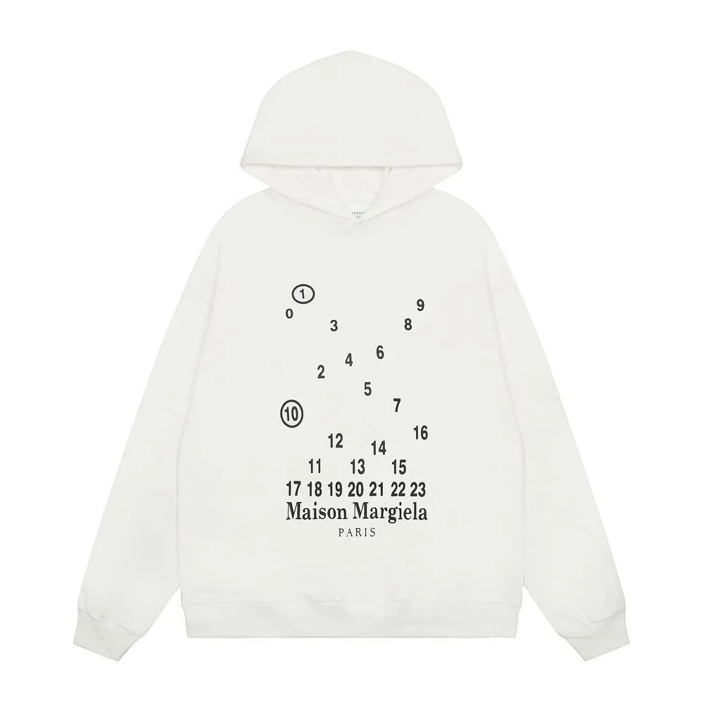 Maison Margiela White Numeric Print Hoodie