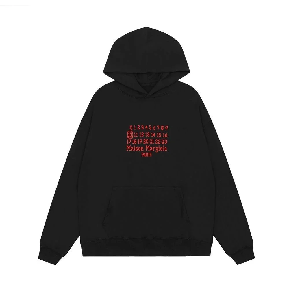 Maison Margiela Tabi Black Hoodie with Red Print