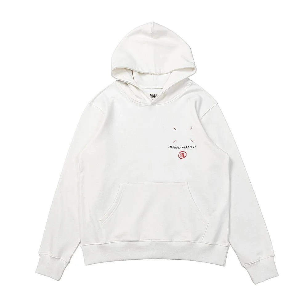 Maison Margiela MM6 White Hoodie with Embroidery