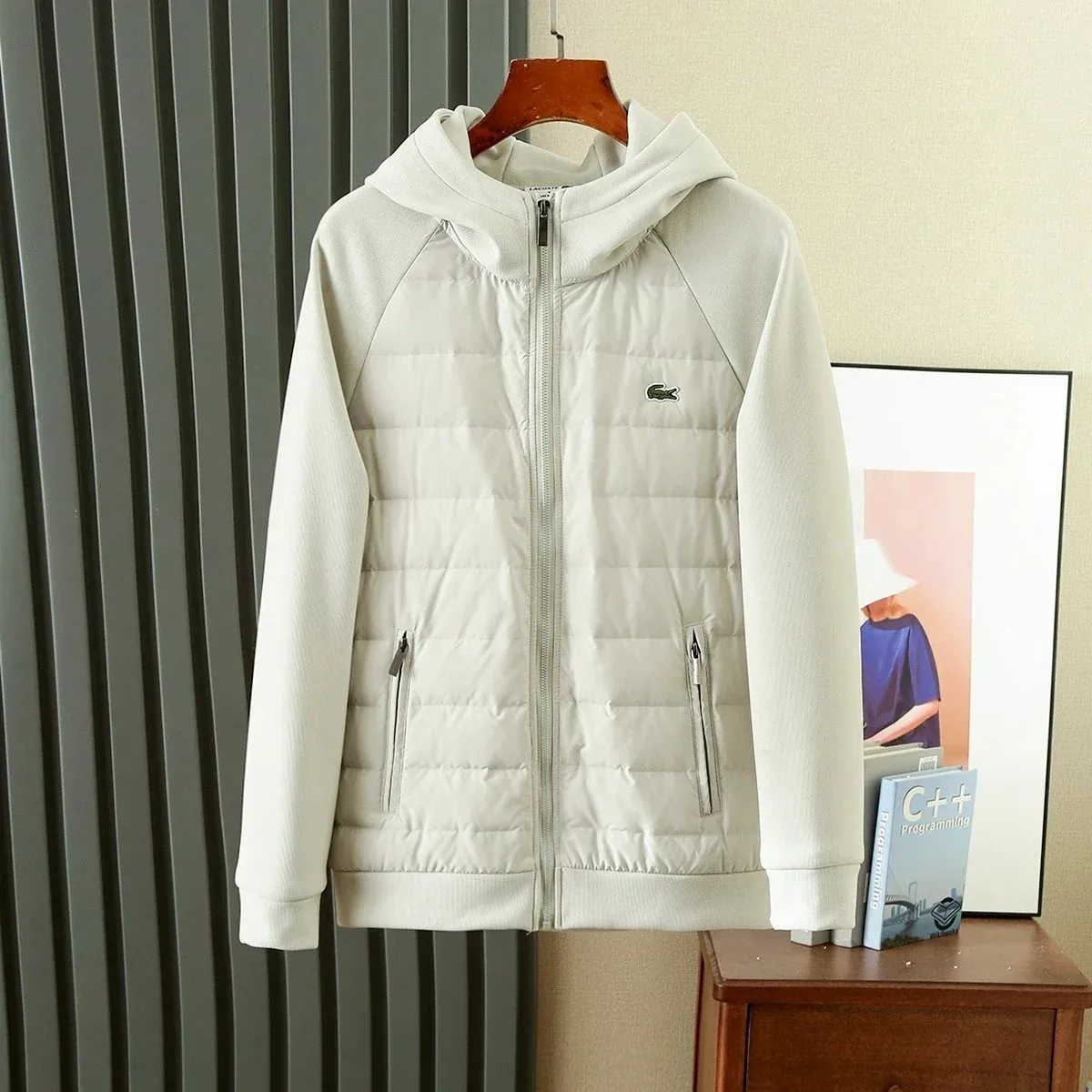 Lacoste L鳄卫衣羽绒服白 Hoodie Jacket White