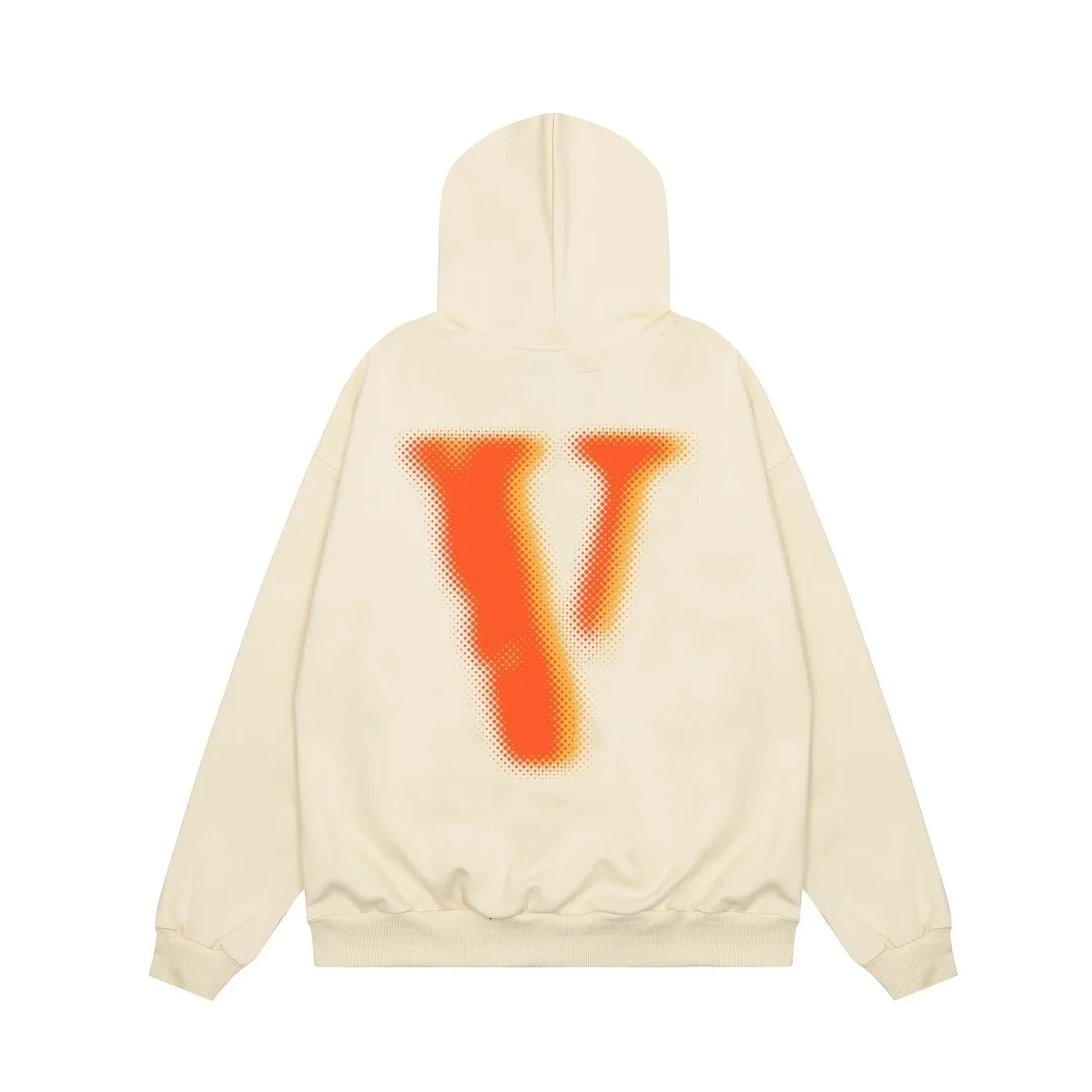VLONE 18 Ivory Hoodie with Orange V Print