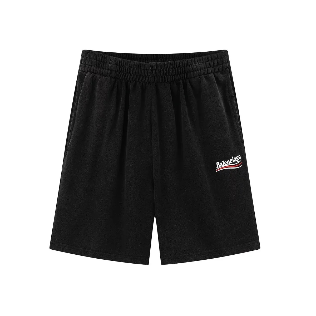 Balenciaga Black Logo Embroidered Shorts
