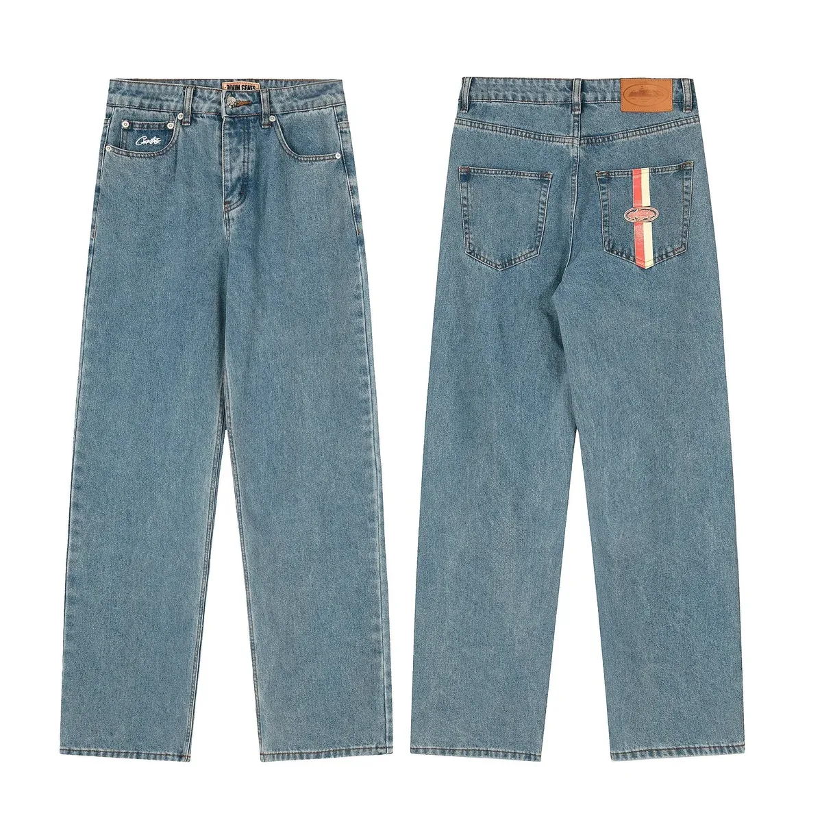 Unisex Drum Jeans Classic Blue Straight-Leg Jeans