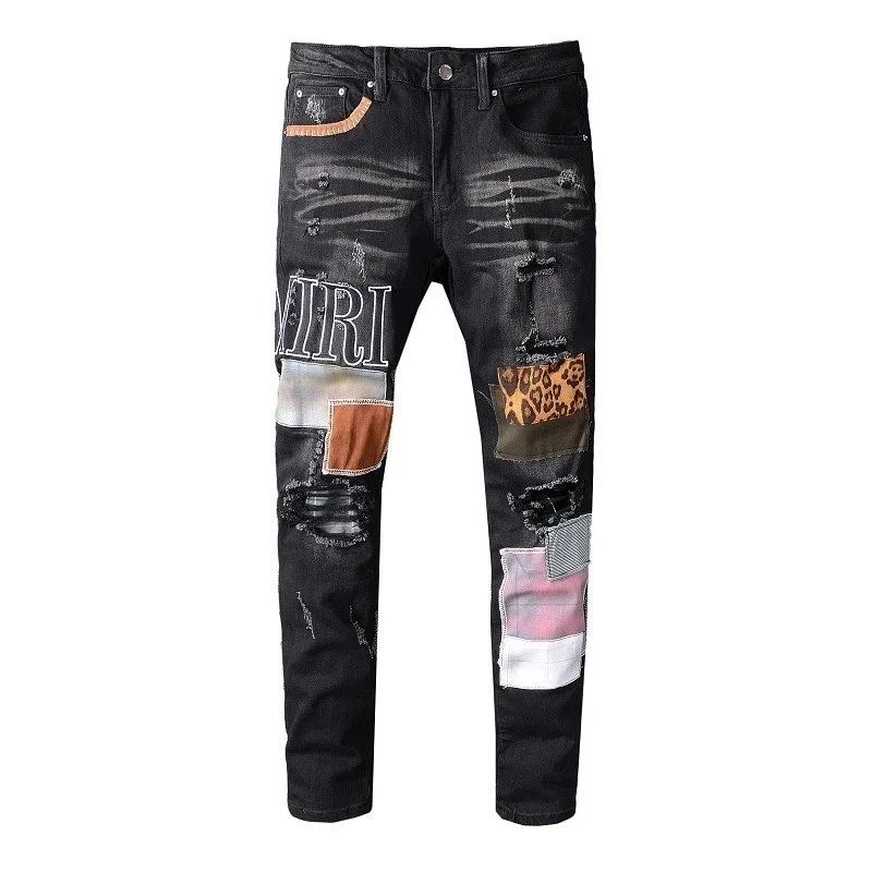 Custom Black Patchwork Jeans