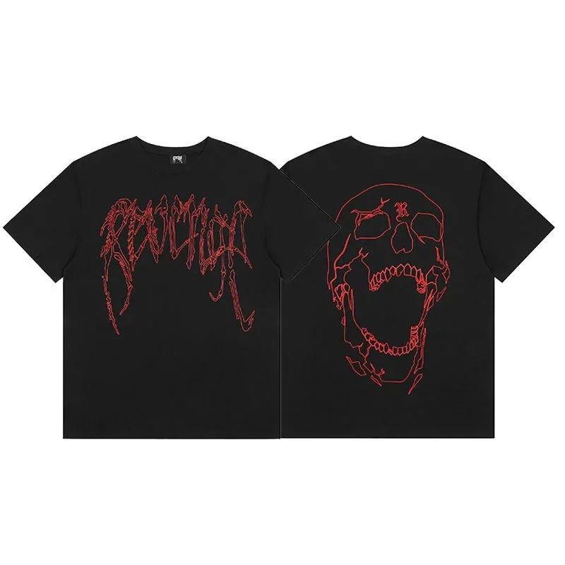 Black 'Revenge' Skull Print T-Shirt