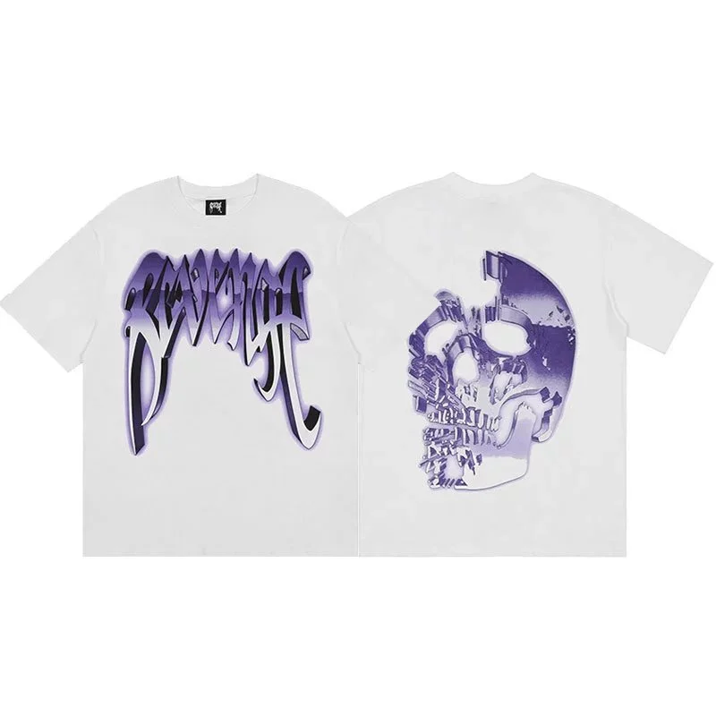 Revenge Purple Skull Graphic T-Shirt White