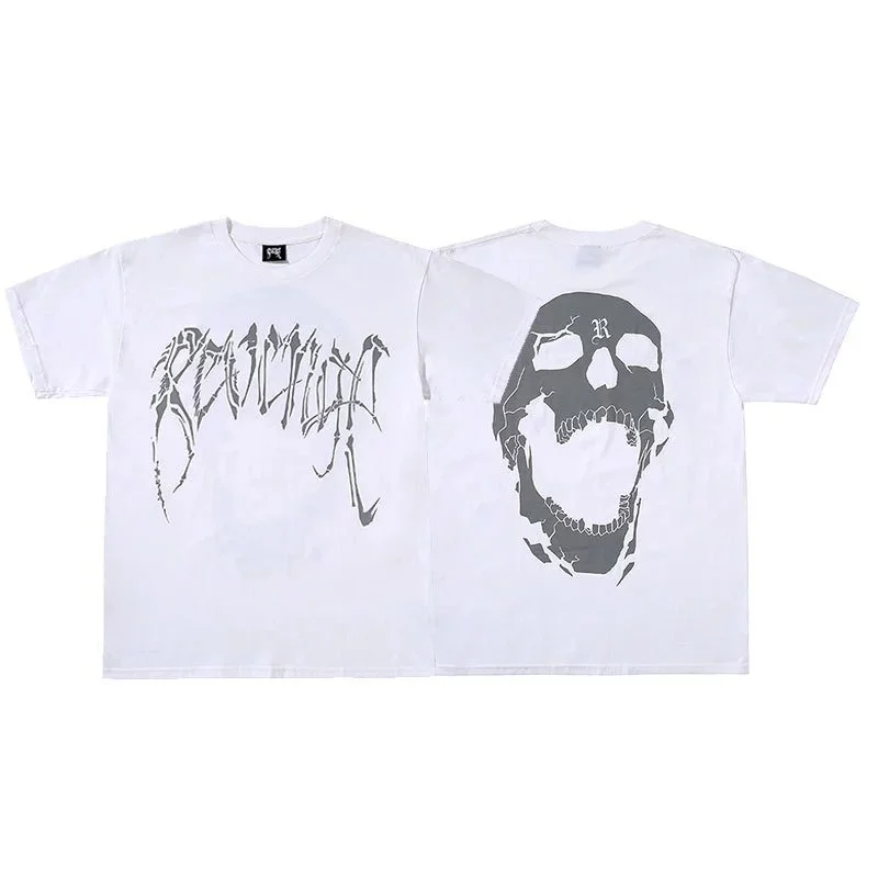 Revenge White Skull Print T-Shirt