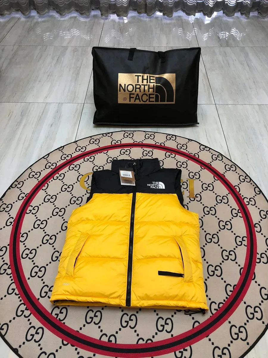 The North Face Nuptse Yellow Black Vest