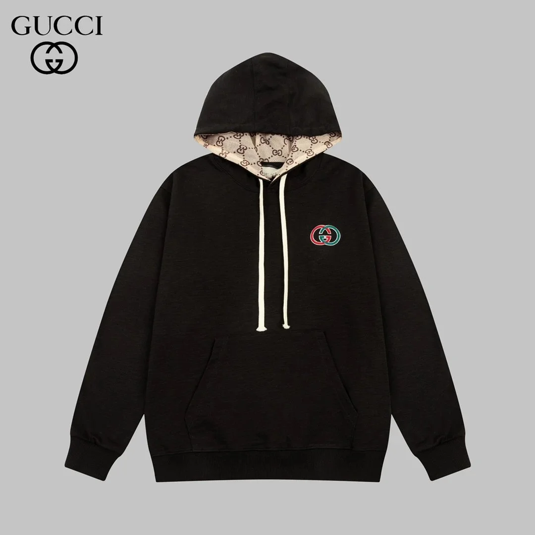 Gucci GG Monogram Hoodie Black Cotton Sweatshirt