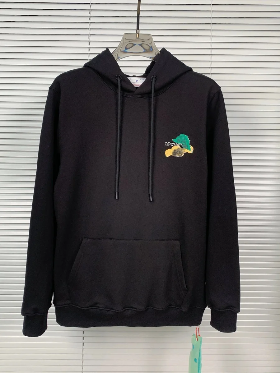Off-White Hoodie Black with Colorful Print Casual Top