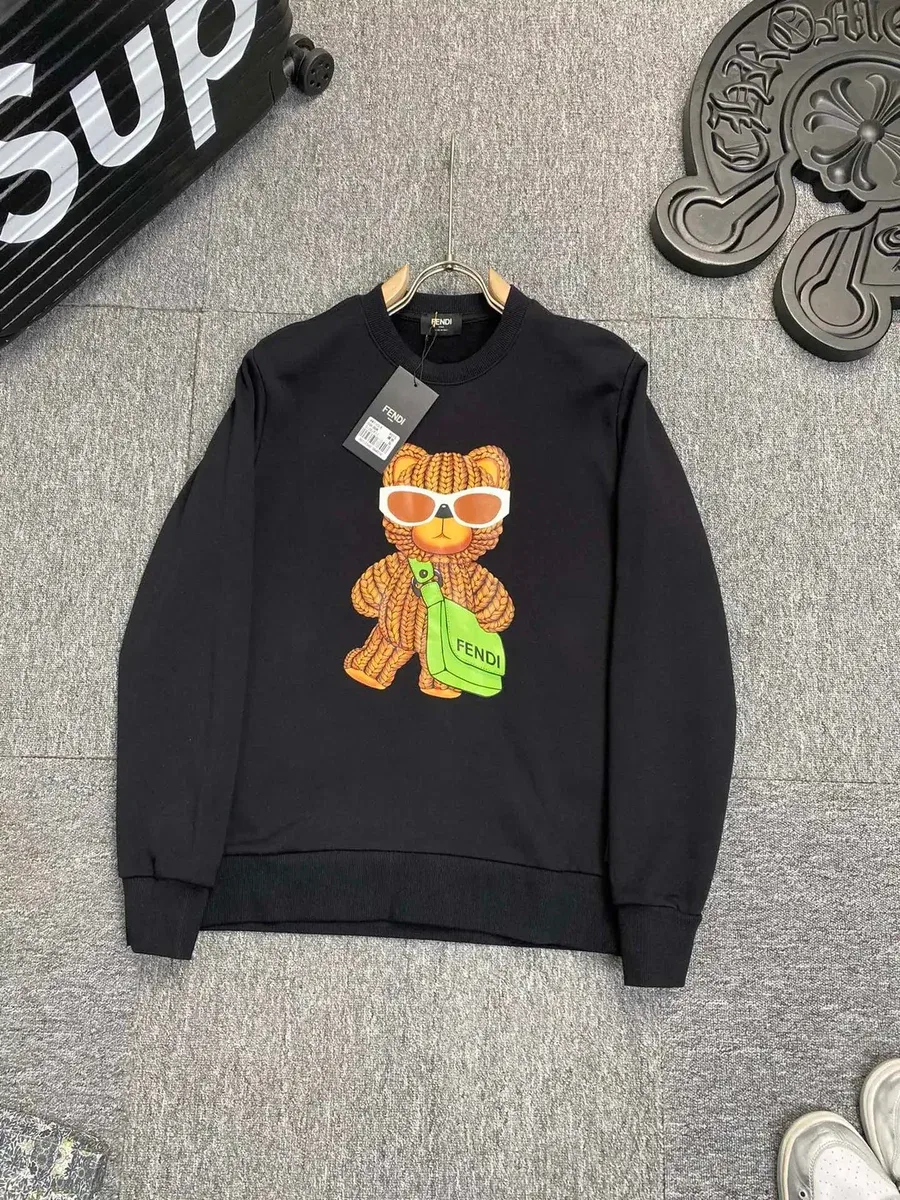 Fendi Bear Print Black Sweatshirt