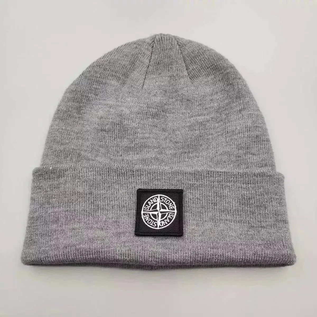 Stone Island Grey Beanie with Compass Patch