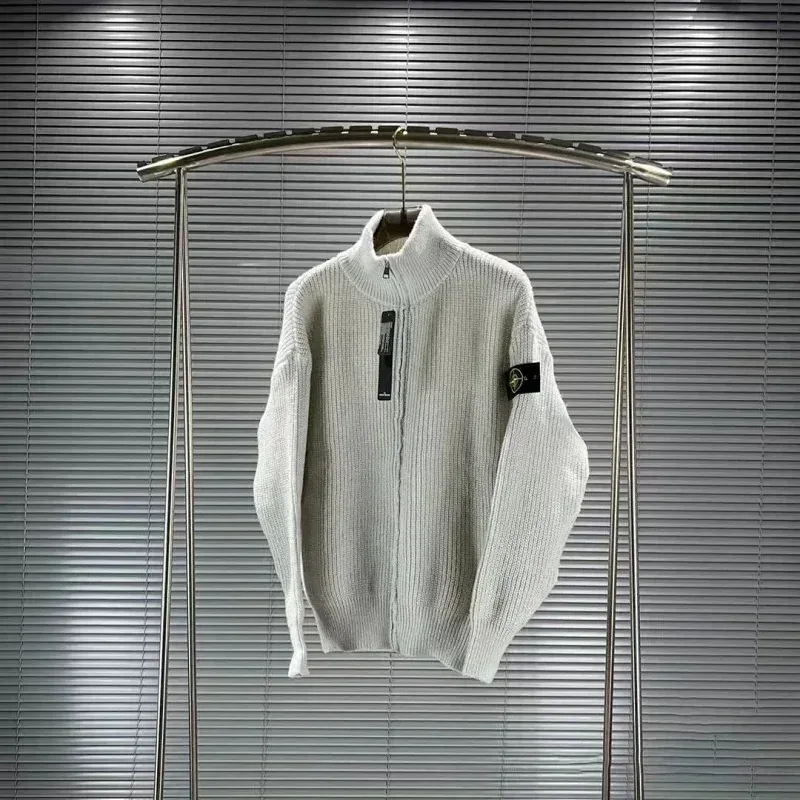 Stone Island 68-15 Beige Zip-Up Sweater