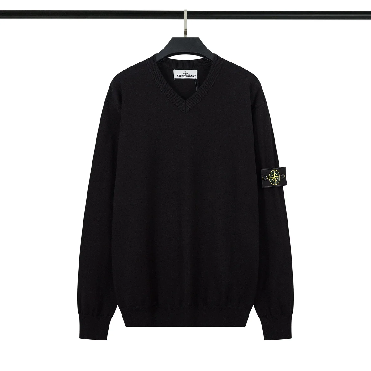 Stone Island 68-15 Black V-Neck Sweater