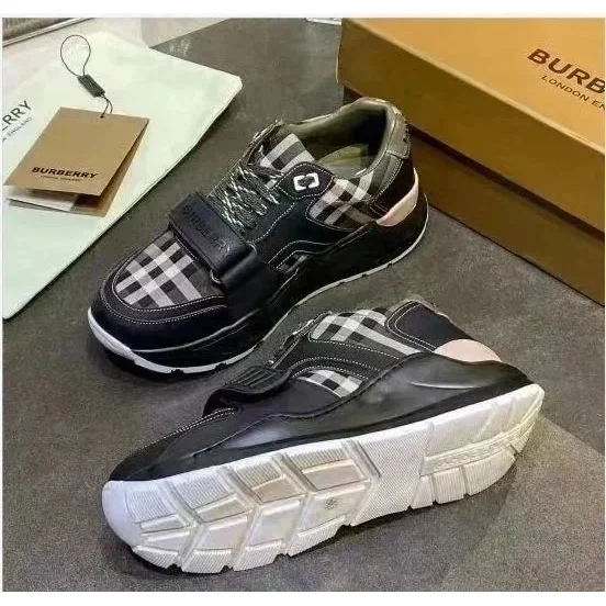 Burberry Check Pattern Sneakers Black White