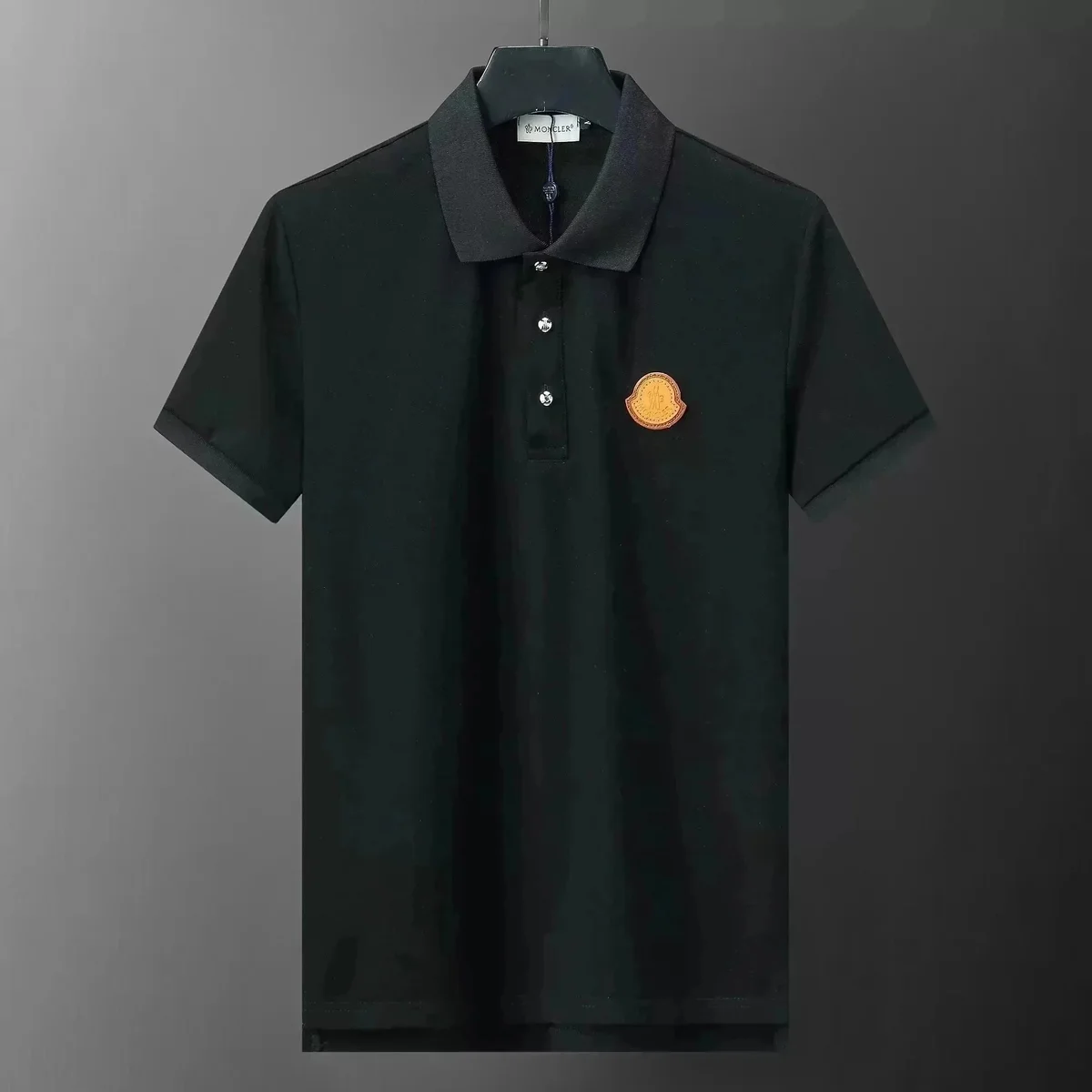 Moncler Polo Shirt Black Solid Men's Top