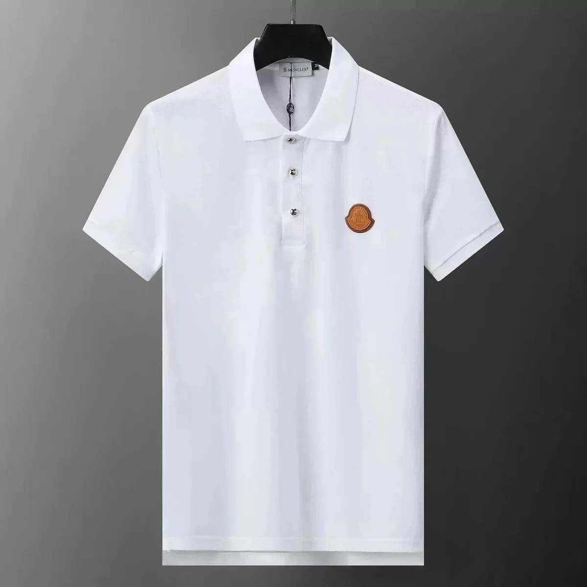 Moncler White Polo Shirt with Embroidered Patch