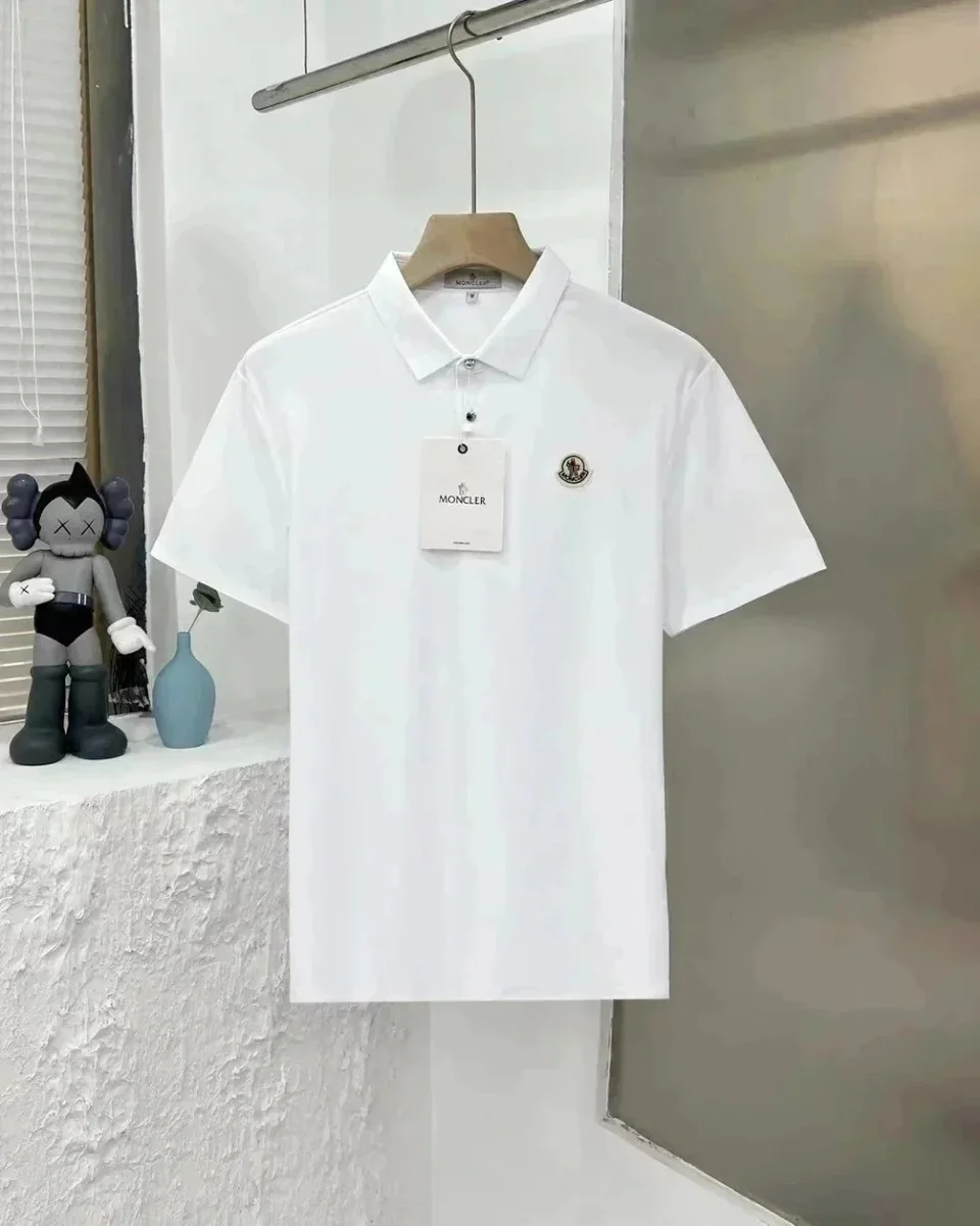 Moncler White Polo Shirt Solid Men's Top