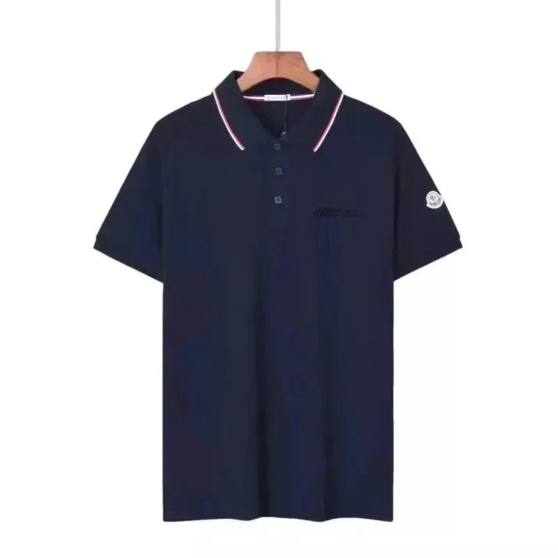 Moncler Polo Shirt Navy Solid Men's Top