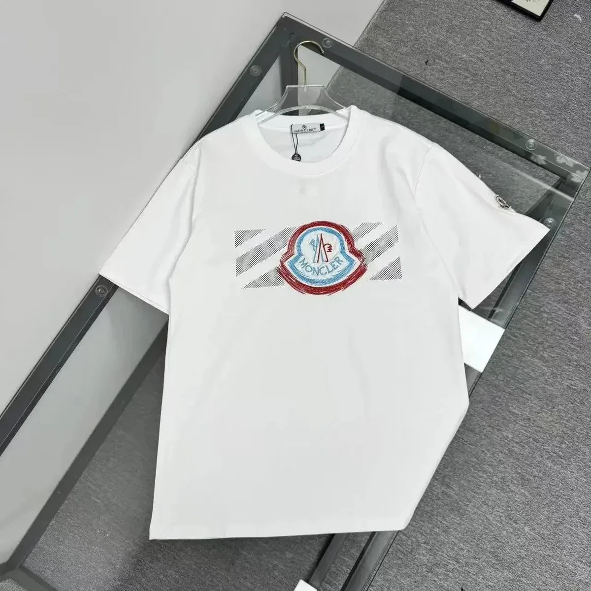 Moncler White Embroidered Logo T-Shirt