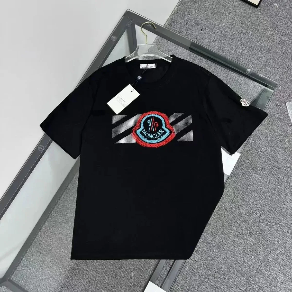 Moncler Black Embroidered T-Shirt
