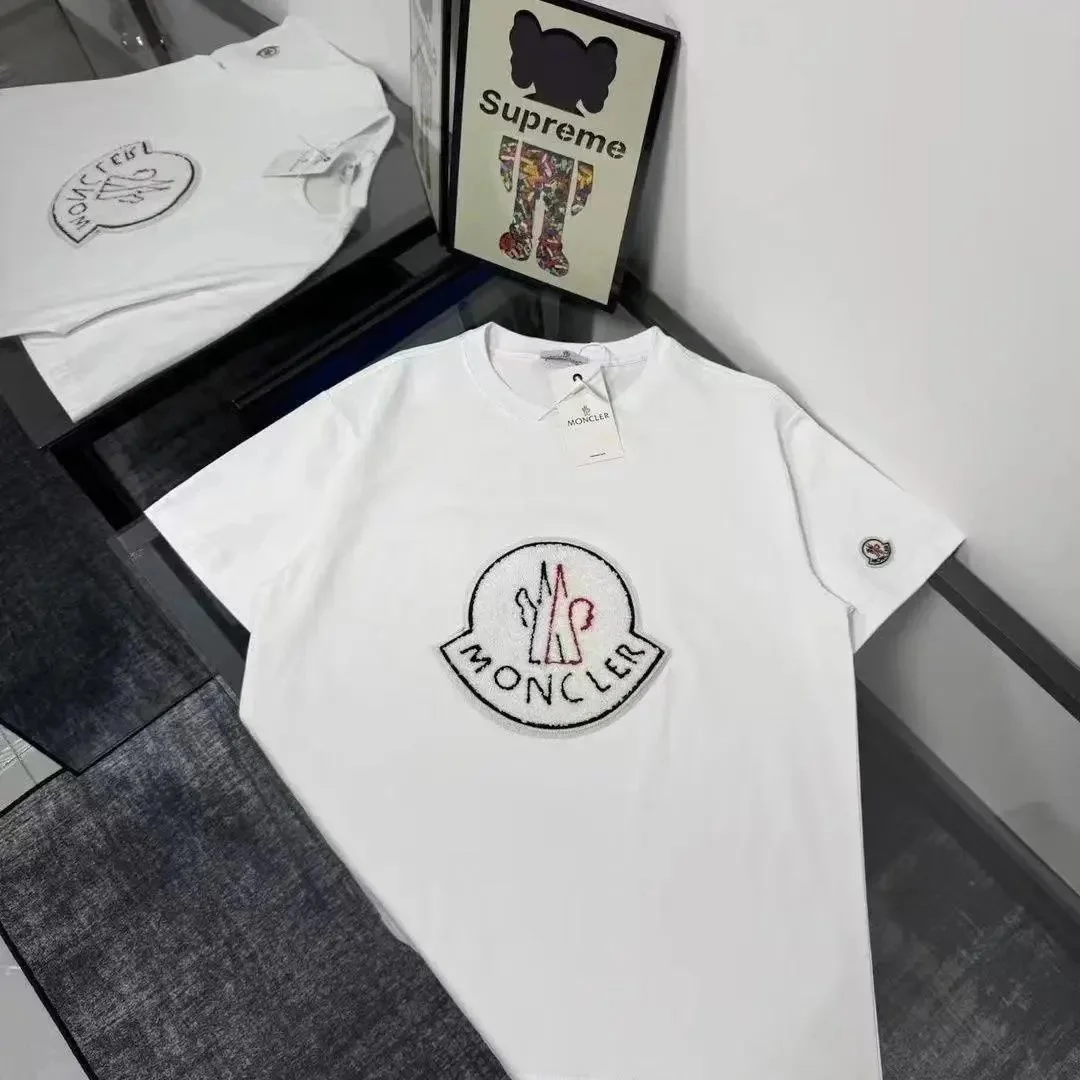 Moncler White Embroidered Logo T-Shirt