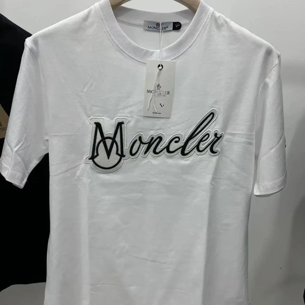 Moncler White Embroidered Logo T-Shirt