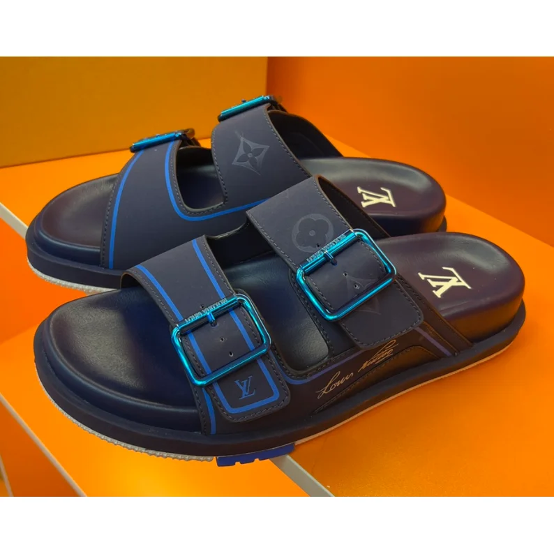 Louis Vuitton Tabi Blue Leather Sandals