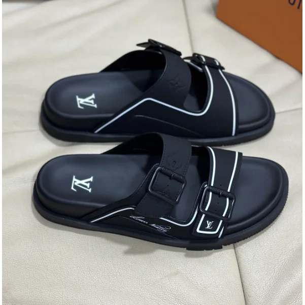 Louis Vuitton Tabi Black Leather Sandals