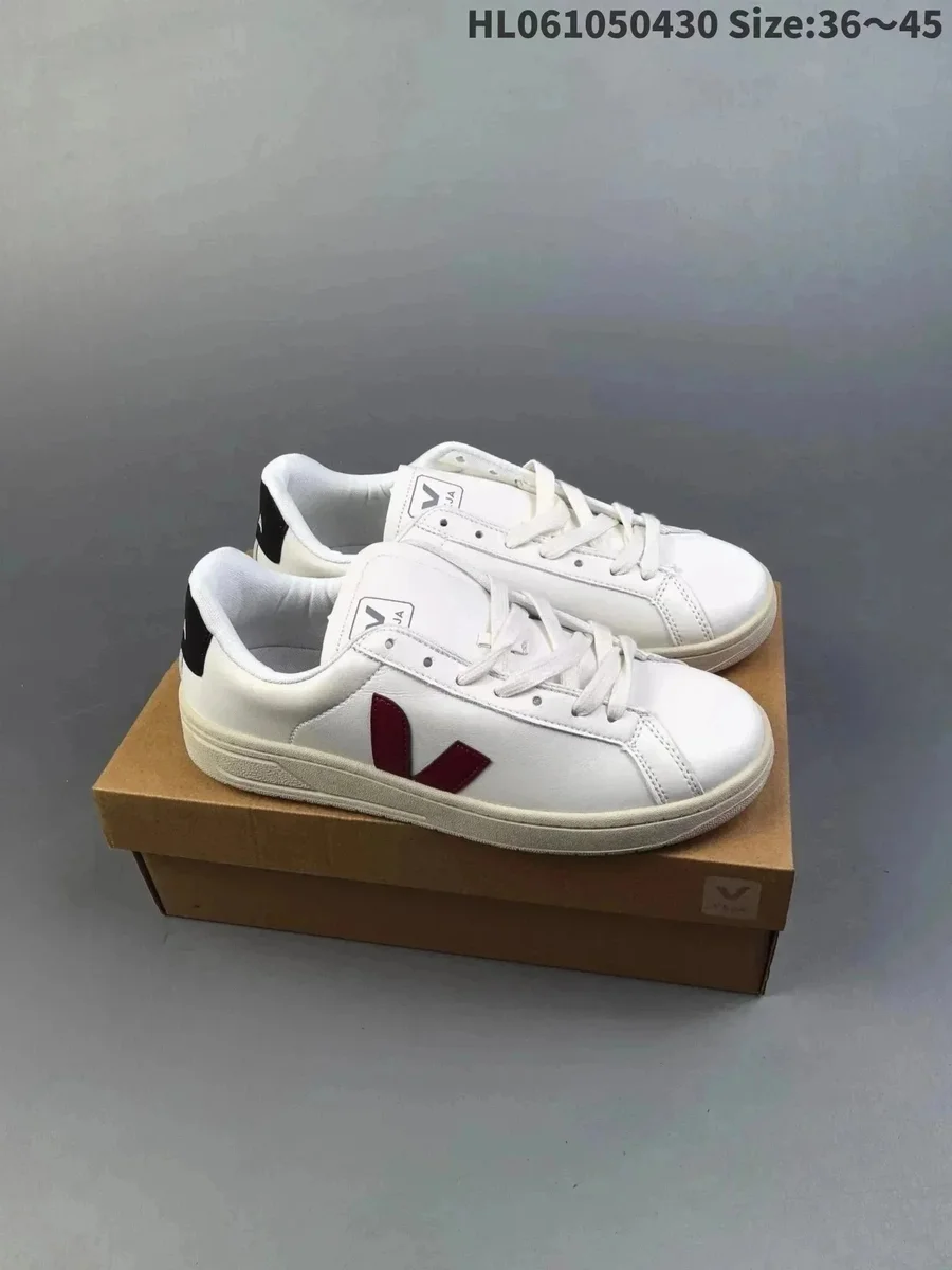 Veja V-10 White & Burgundy Sneakers