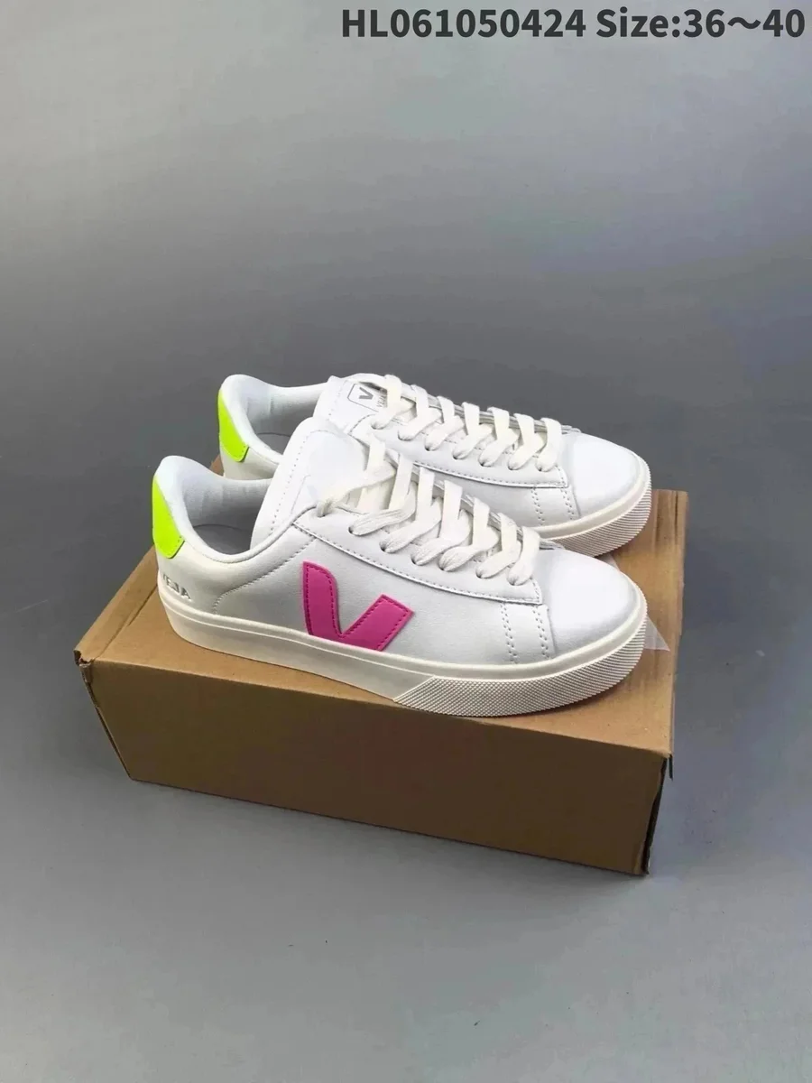 Veja V-10 White Pink Neon Green Sneakers