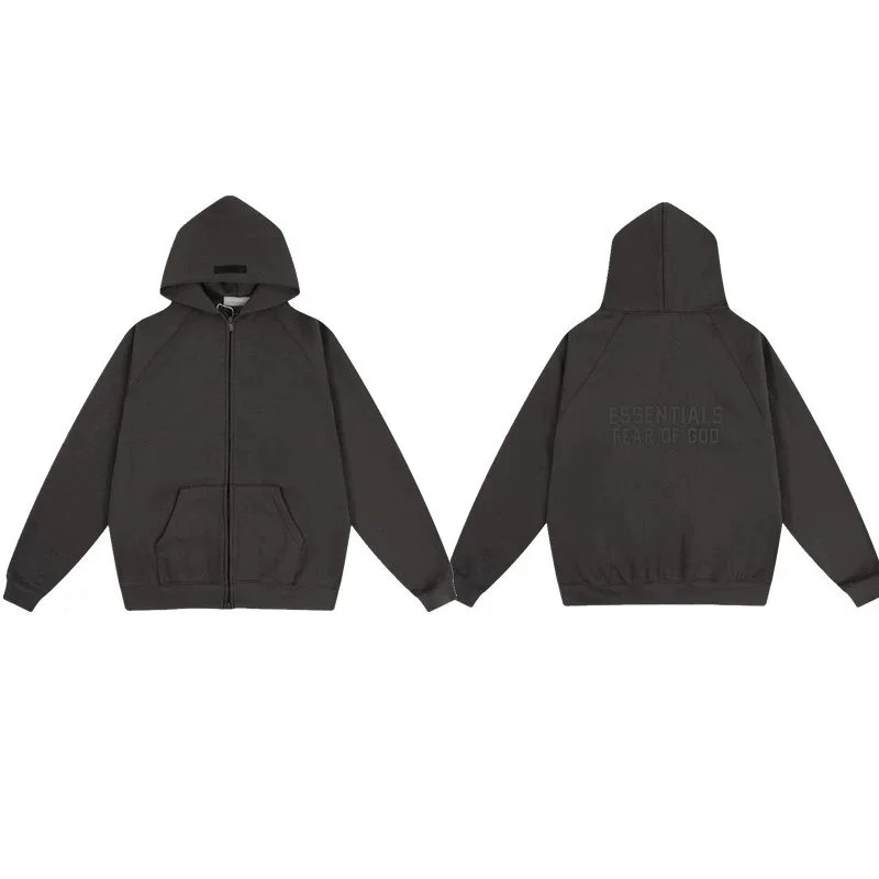 Fear of God Essentials 01 ZIP Black Hoodie