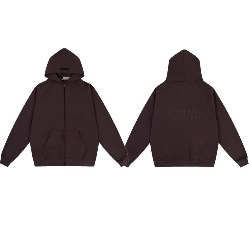 Fear of God Essentials 02 ZIP Dark Brown Hoodie