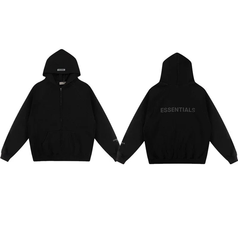 Fear of God Essentials 03 ZIP Black Hoodie