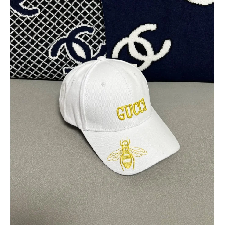 Gucci Bee Embroidery White Cap