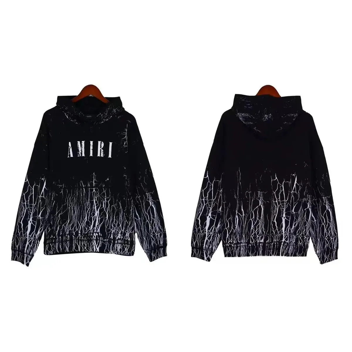 Amiri Lightning Print Hoodie Black/White