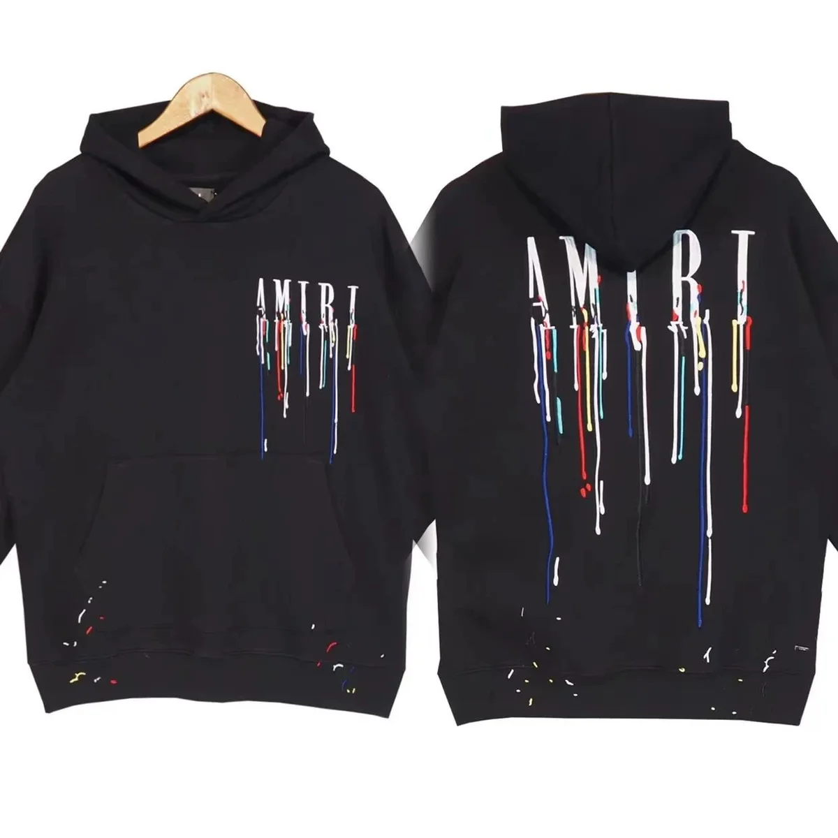 Amiri Amiri Paint Drip Hoodie Black Streetwear Black