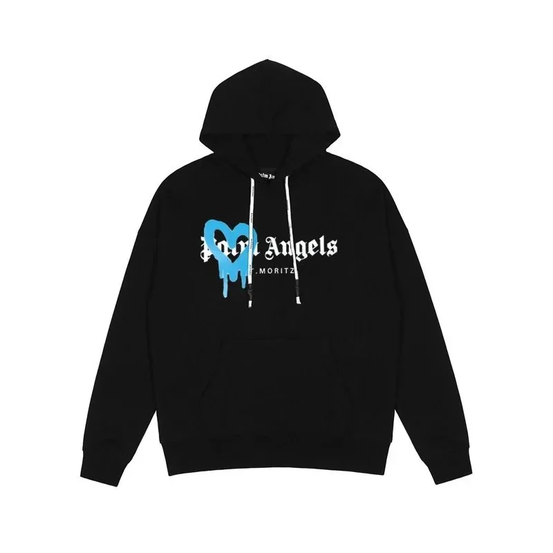 Palm Angels Angels Hoodie Black/Blue Heart Casual