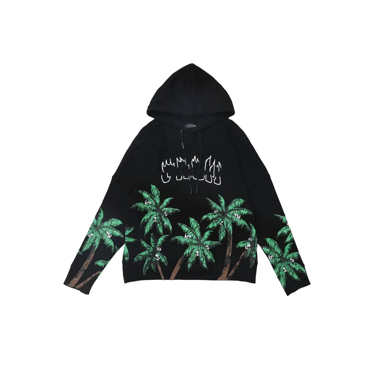 Black Palm Tree Print Hoodie
