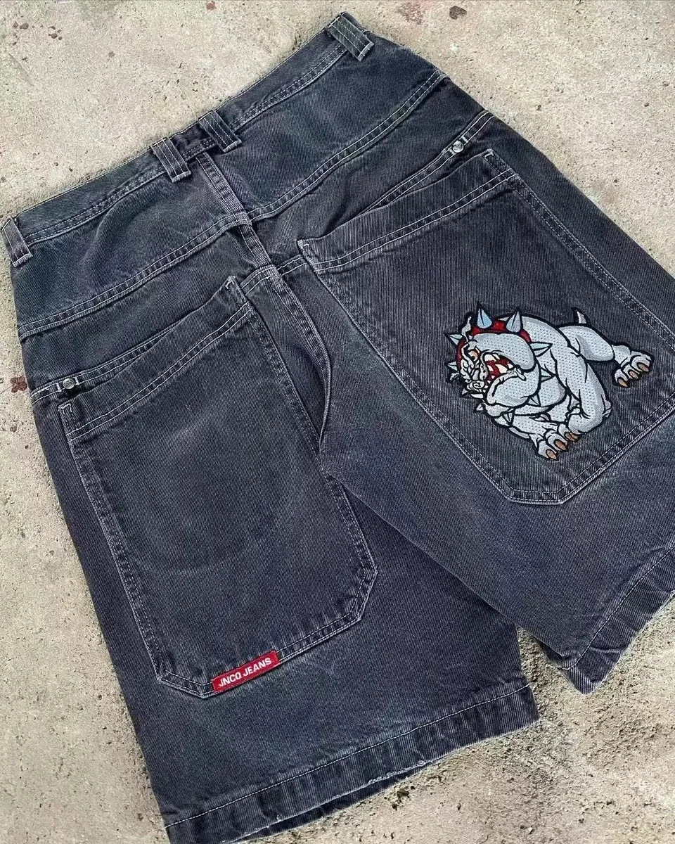 JNCO Jeans Cartoon Bulldog Patch Denim Shorts